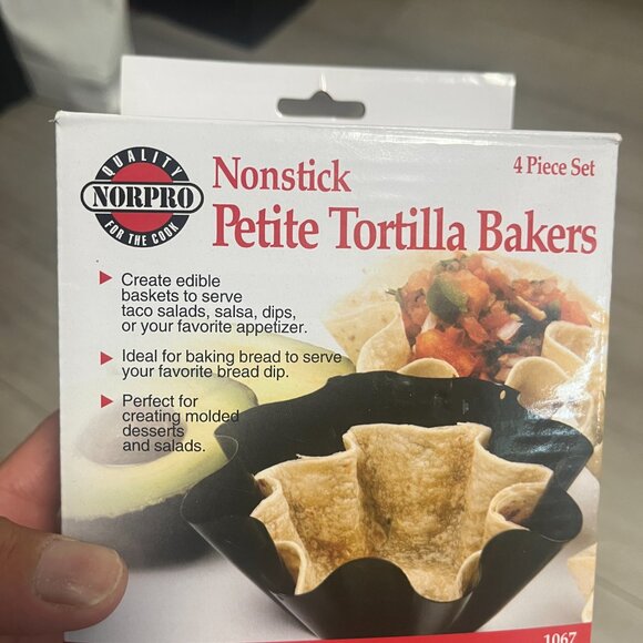 3/$15 Norpro Nonstick Petite Tortilla Bakers 4 Piece Set NEW, Never Used - Picture 2 of 6